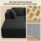 Asofer 105" Modular Sectional Couch, Boneless L-Shape Sofa with Upholstered Deep Seat, High Resilience Foam & Corduroy Fabric, No Assembly for Living Room, Black