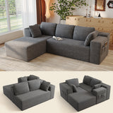 Aiho 105" Cloud Modular L-Shape Sofa - Boneless Design & Corduroy Upholstery with Deep Seat - Left Facing Chaise, Grey - No Assembly Required