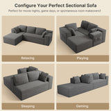 L-Shape Modular Sectional Sofa,Asofer 105" Cloud Sectional Couch with Chaise, Upholstered Corduroy Couch with Deep Seat, No Assembly Required
