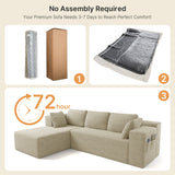 Asofer 105" Modular Sectional Couch, Boneless L-Shape Sofa with Upholstered Deep Seat, High Resilience Foam & Corduroy Fabric, No Assembly for Living Room, Beige