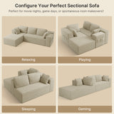 Asofer 105" Modular Sectional Couch, Boneless L-Shape Sofa with Upholstered Deep Seat, High Resilience Foam & Corduroy Fabric, No Assembly for Living Room, Beige