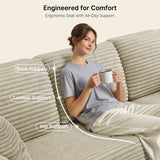 Asofer 105" Modular Sectional Couch, Boneless L-Shape Sofa with Upholstered Deep Seat, High Resilience Foam & Corduroy Fabric, No Assembly for Living Room, Beige