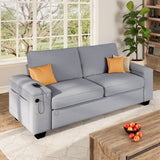 Aiho 71" Deep Seat Loveseat Sofa with USB & USB-C Charging - Perfect for Small Spaces, Living Room, Office, Modern Gray