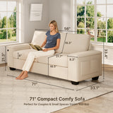Asofer 3-Seater White Sofa with USB and Storage - 900lbs Support, Washable Chenille