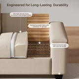 Asofer 3-Seater White Sofa with USB and Storage - 900lbs Support, Washable Chenille