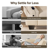 Asofer 3-Seater White Sofa with USB and Storage - 900lbs Support, Washable Chenille