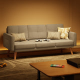 67” Sofa Couch with Soft Armrest Small Loveseat Sofa with 3 Comfy Pillows for Living Room, Bedroom, Office and Small Spaces - Light Gray