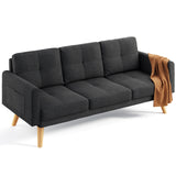 68" Small Space Sofa Bed with Storage Pocket, Dark Gray Compact Loveseat for Apartment, Dorm & Living Room