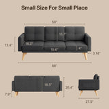 68" Small Space Sofa Bed with Storage Pocket, Dark Gray Compact Loveseat for Apartment, Dorm & Living Room