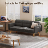 68" Small Space Sofa Bed with Storage Pocket, Dark Gray Compact Loveseat for Apartment, Dorm & Living Room