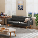 68" Small Space Sofa Bed with Storage Pocket, Dark Gray Compact Loveseat for Apartment, Dorm & Living Room