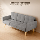 68" L Loveseat Sofa,  Sofa Couch with 3 Comfortable Pillows for Living Room, Apartment, Studio, Office - Light Grey