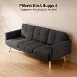 68" Small Space Sofa Bed with Storage Pocket, Dark Gray Compact Loveseat for Apartment, Dorm & Living Room