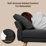 68" Small Space Sofa Bed with Storage Pocket, Dark Gray Compact Loveseat for Apartment, Dorm & Living Room