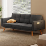 68" Small Space Sofa Bed with Storage Pocket, Dark Gray Compact Loveseat for Apartment, Dorm & Living Room