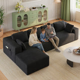 Asofer Oversized Modular Sectional Sofa, L Shaped Convertible Sectional Sofa with Chaise, Modern Couches for Living Room Apartment Office, No Assembly ,Black
