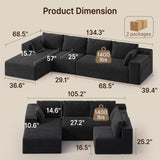 Asofer Oversized Modular Sectional Sofa, L Shaped Convertible Sectional Sofa with Chaise, Modern Couches for Living Room Apartment Office, No Assembly ,Black
