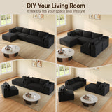 Sectional Sofa for Living Room, Asofer Modular Cloud Sofa Couch with Deep Seat, Modern Boneless Couch with Back Cushion, Pillow, No Assembly Required, Corduroy Fabric
