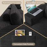Asofer Oversized Modular Sectional Sofa, L Shaped Convertible Sectional Sofa with Chaise, Modern Couches for Living Room Apartment Office, No Assembly ,Black