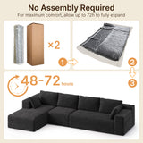 Asofer Oversized Modular Sectional Sofa, L Shaped Convertible Sectional Sofa with Chaise, Modern Couches for Living Room Apartment Office, No Assembly ,Black