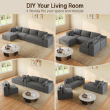 Sectional Sofa for Living Room, Asofer Modular Cloud Sofa Couch with Deep Seat, Modern Boneless Couch with Back Cushion, Pillow, No Assembly Required, Corduroy Fabric