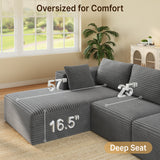 Asofer Oversized Modular Sectional Sofa, L Shaped Convertible Sectional Sofa with Chaise and ottoman, Modern Couches for Living Room Apartment Office, No Assembly ,Grey