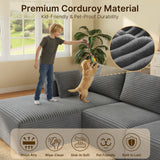 Asofer Oversized Modular Sectional Sofa, L Shaped Convertible Sectional Sofa with Chaise and ottoman, Modern Couches for Living Room Apartment Office, No Assembly ,Grey