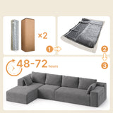 Asofer Oversized Modular Sectional Sofa, L Shaped Convertible Sectional Sofa with Chaise, Modern Couches for Living Room Apartment Office, No Assembly , Grey