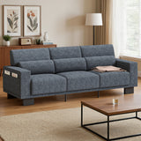 Asofer 68" Sofa Couch with 3 Soft Pillow & Large Storage Pocket for Living Room, Small Space, Gray