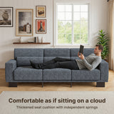 Asofer 89" 3 Seater Sofa Couch, Comfy Extra Deep Seat with Upholstered 3 Pillows for Living Room, Apartment,Dark Gray