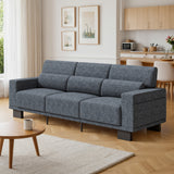 Asofer 68" Sofa Couch with 3 Soft Pillow & Large Storage Pocket for Living Room, Small Space, Gray