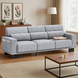 Asofer 89" Sofa Couch with 3 Seat Pillow & Large Storage Pocket for Living Room, Small Space, White