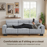 Asofer 68" Sofa Couch with 3 Soft Pillow & Large Storage Pocket for Living Room, Small Space, White