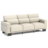 Asofer 68" Sofa Couch with 3 Soft Pillow & Large Storage Pocket for Living Room, Small Space, White