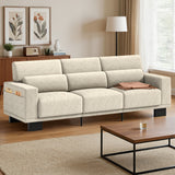 Asofer 89" Sofa Couch with 3 Seat Soft Pillow & Large Storage Pocket for Living Room, Small Space, White