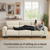 Asofer 68" Sofa Couch with 3 Soft Pillow & Large Storage Pocket for Living Room, Small Space, White