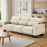 Asofer 68" Sofa Couch with 3 Soft Pillow & Large Storage Pocket for Living Room, Small Space, White