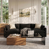 110" Corduroy 3 Seater Sofa, Asofer Cloud Couch with Extra Deep Seats, Upholstered Couch for Small Space, Living Room Furniture, 2 Pillows, Black