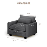 Asofer Modular Sectional Sofa Set with Ottoman, Modern Corduroy Cloud Couch for Living Room, 6-Seat Large Sofa with Deep Seats & Washable Cover, Dark Gray