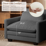 Asofer 31" Cloud Accent Sofa With Washable Cover, Single Corduroy Chair with Deep Seat Upholstered Cushion for Apartment,Dark gray