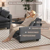 Asofer Modular Sectional Sofa Set with Ottoman, Modern Corduroy Cloud Couch for Living Room, 6-Seat Large Sofa with Deep Seats & Washable Cover, Dark Gray
