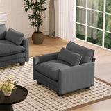 Asofer 31" Cloud Accent Sofa With Washable Cover, Single Corduroy Chair with Deep Seat Upholstered Cushion for Apartment,Dark gray