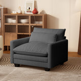 Asofer 31" Cloud Accent Sofa With Washable Cover, Single Corduroy Chair with Deep Seat Upholstered Cushion for Apartment,Dark gray