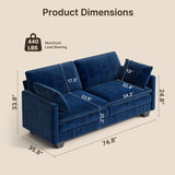 Asofer 69" Sofa Couch with 3 Pillows and Soft Armrests for Living room, Bedroom, Apartment,Gray