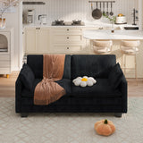 Asofer 75" Loveseat Corduroy Cloud Sofa, Deep Seat 2 Seater with Washable Cushion & 2 Pillows for Living Room Apartment, Black