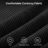 Asofer 75" Loveseat Corduroy Cloud Sofa, Deep Seat 2 Seater with Washable Cushion & 2 Pillows for Living Room Apartment, Black