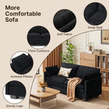 Asofer 75" Loveseat Corduroy Cloud Sofa, Deep Seat 2 Seater with Washable Cushion & 2 Pillows for Living Room Apartment, Black