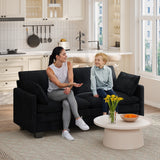 Asofer 75" Loveseat Corduroy Cloud Sofa, Deep Seat 2 Seater with Washable Cushion & 2 Pillows for Living Room Apartment, Black