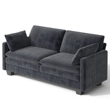 74.8" Sofa for Living Room, Cloud Couch with Deep Seat & Corduroy Fabric, Small Loveseat for Bedroom/Office, Dark Gray