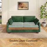 Asofer74.8" Sofa Couch with 2 Pillows and Soft Armrests for Living room, Bedroom, Apartment, Green